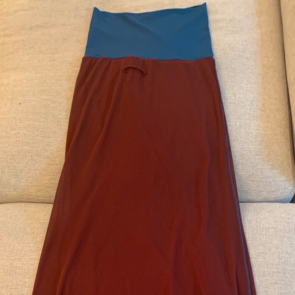 Super rare vintage Jean Paul Gaultier long brown mesh skirt with Soleil logo - Picture 2 of 5